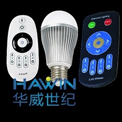 2.4G遙控LED球泡燈,調光調色溫RGB