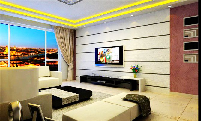 硅藻泥電視背景墻效果圖3