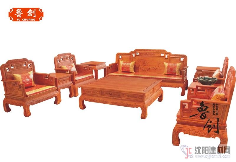 東陽紅木家具-大果紫檀國(guó)色天香沙發(fā)