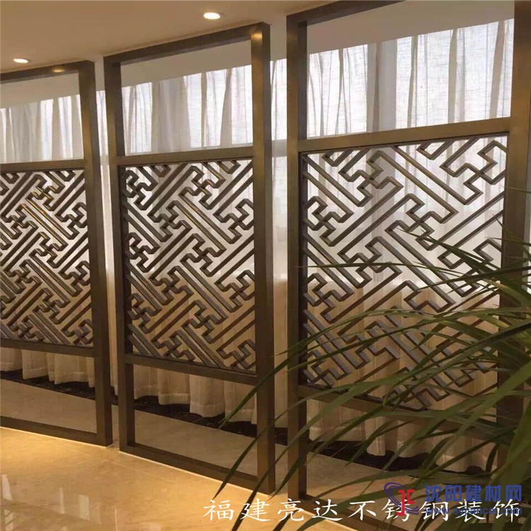 酒店大堂不銹鋼中式玫瑰金屏風隔段