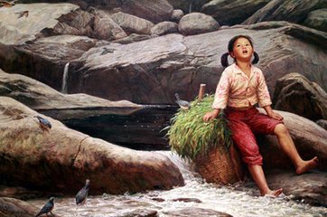 鄉村童年油畫